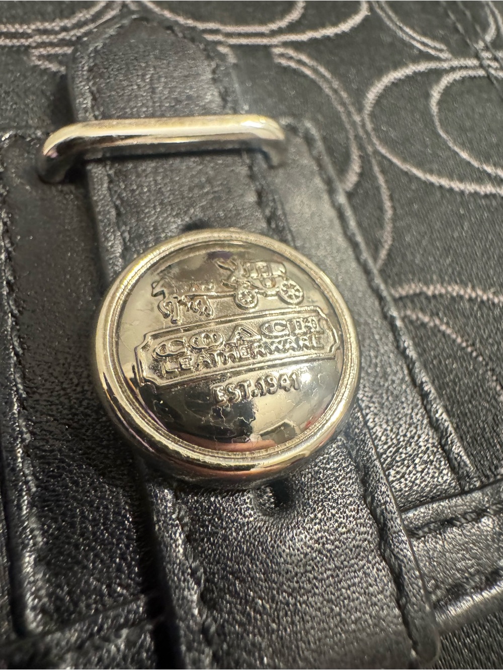 Coach Black horse and carriage Signature Wallet with checkbook holder EUC - Picture 3 of 8